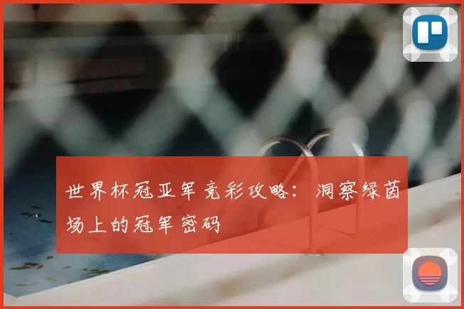 世界杯冠亚军竞彩攻略：洞察绿茵场上的冠军密码